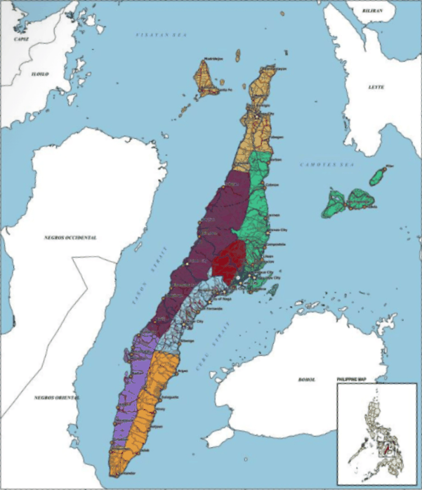 Administrative map of the Province of Cebu