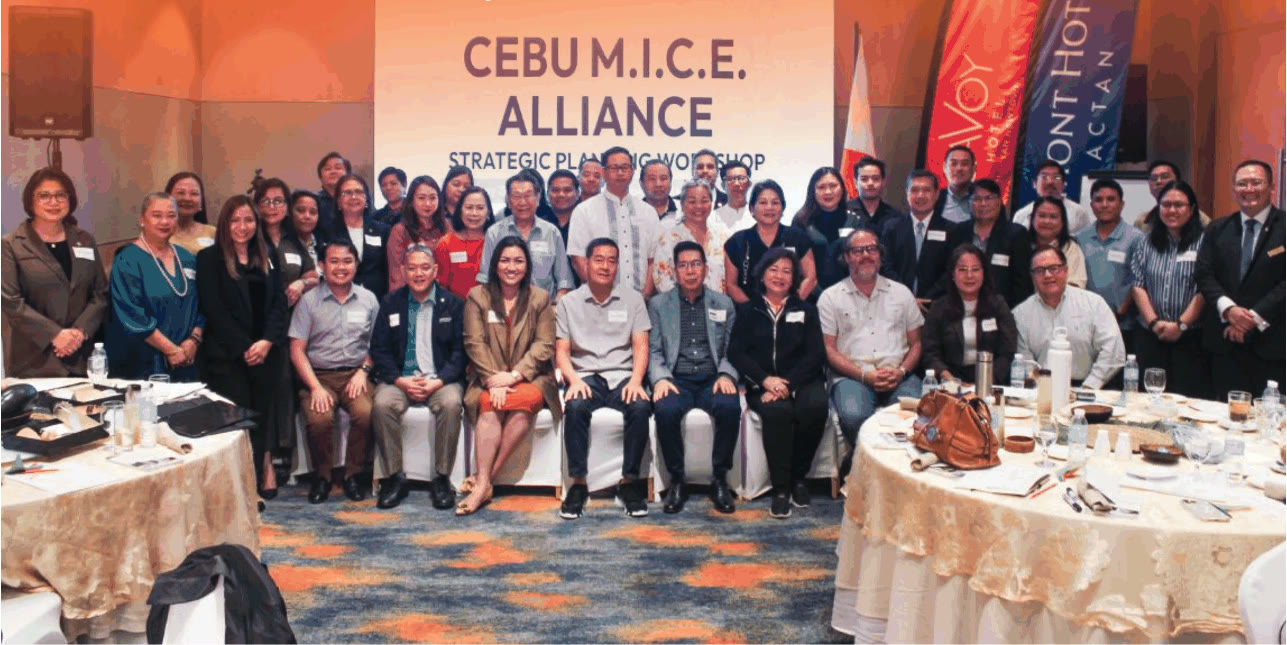 Cebu MICE Alliance strategic planning workshop participants posing together in a function room