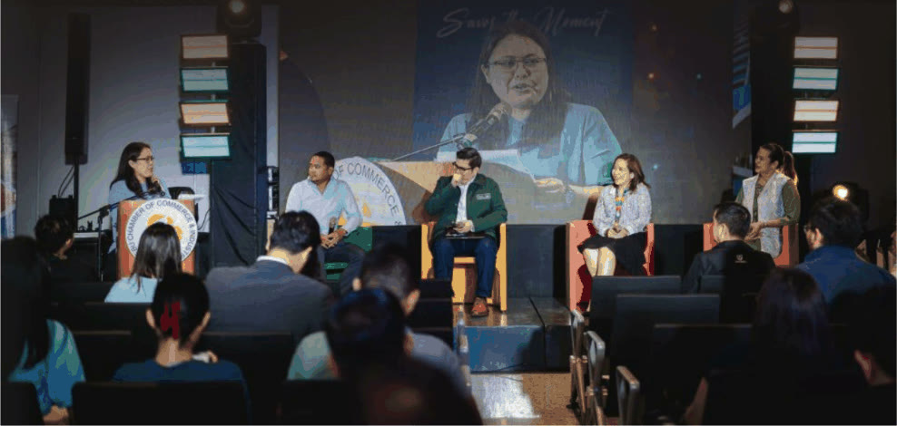 Panel of speakers on stage addressing an audience at the Cebu M.I.C.E. destination forum